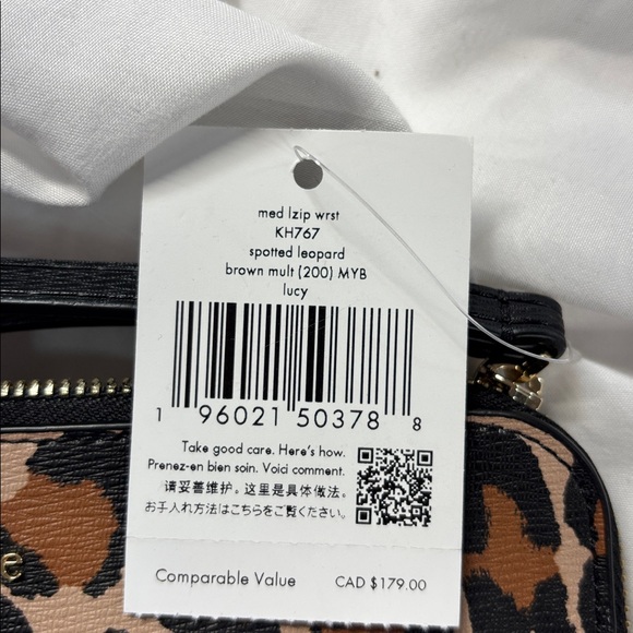 Kate Spade Lucy spotted leopard leather med zip wristlet wallet purse NwT - Picture 5 of 13